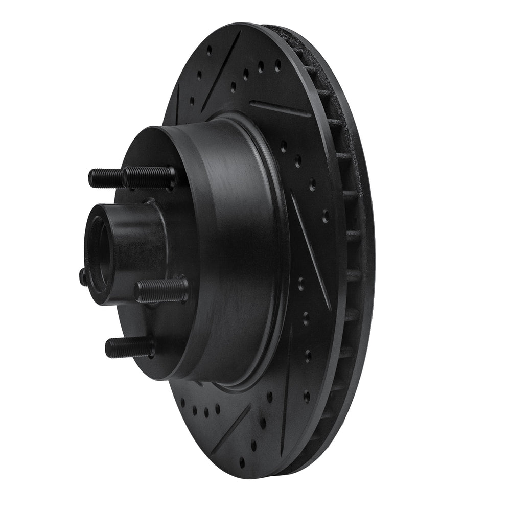 R1 68-73 Ford Mustang Front Left Drilled & Slotted Black Brake Rotor