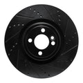 R1 13-13 Mini Cooper (Excl Clubman) Front Left Drilled & Slotted Black Brake Rotor