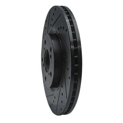 R1 07-20 Acura MDX Front Left Drilled & Slotted Black Brake Rotor