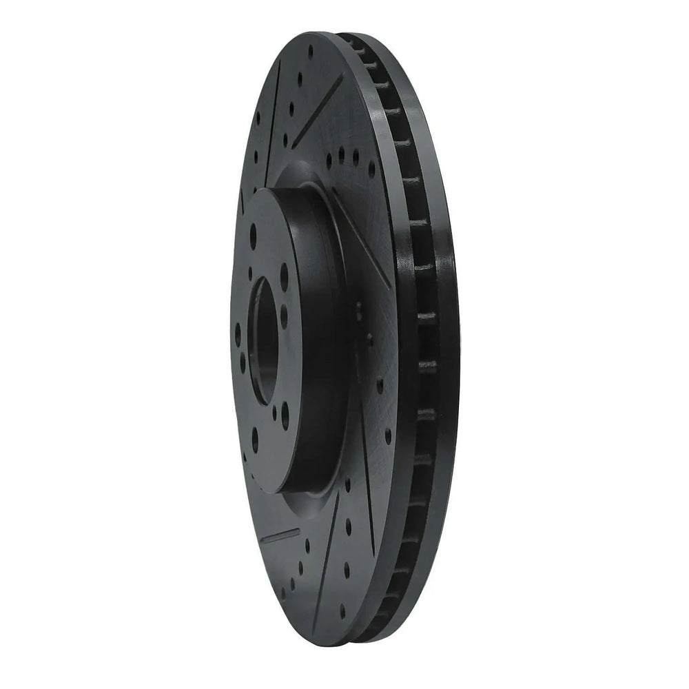 R1 07-20 Acura MDX Front Left Drilled & Slotted Black Brake Rotor