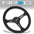 NRG Reinforced Perforated Leather Racing Steering Wheel 350mm / 2.5in Deep / 4mm Matte Black Spoke