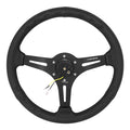 NRG Reinforced Perforated Leather Racing Steering Wheel 350mm / 2.5in Deep / 4mm Matte Black Spoke