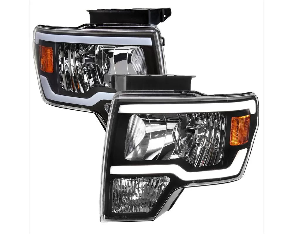 LED BAR STYLE HEADLIGHTS WITH MATTE BLACK HOUSING CLEAR LENS AND AMBER REFLECTOR