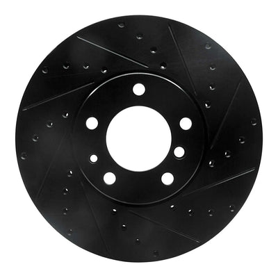 R1 91-01 BMW 850CI Front Right Drilled & Slotted Black Brake Rotor