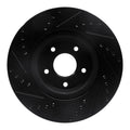 R1 2013-2025 Infiniti Q60 Front Right Drilled & Slotted Black Brake Rotor