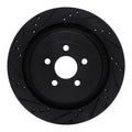 R1 19-24 Ford Edge Rear Left Drilled & Slotted Black Brake Rotor