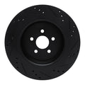R1 19-24 Ford Edge Rear Left Drilled & Slotted Black Brake Rotor