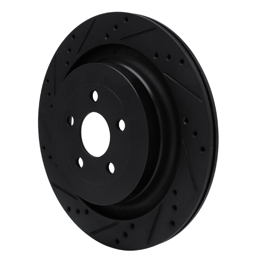R1 19-24 Ford Edge Rear Left Drilled & Slotted Black Brake Rotor
