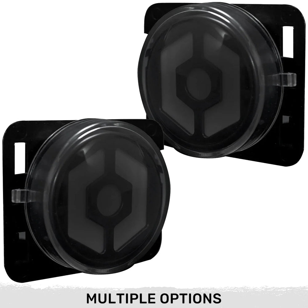 ~(1 lbs. 10X6X5)~ Jeep 07-18 JK Wrangler Round Front Fender Lenses with Amber Hexagon-Shaped OLED Design Located on Front Side Fender - Cl