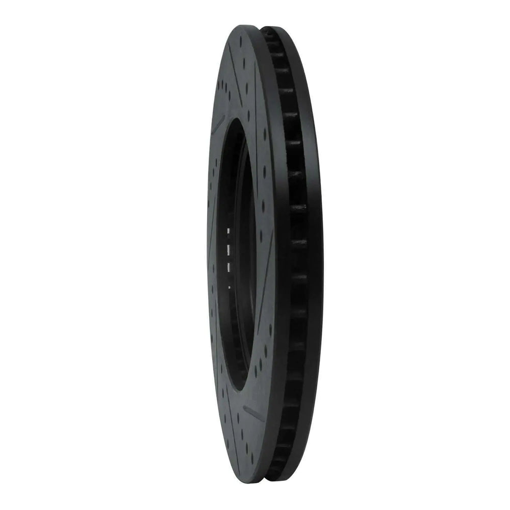 R1 08-11 Nissan Pathfinder Front Left Drilled & Slotted Black Brake Rotor