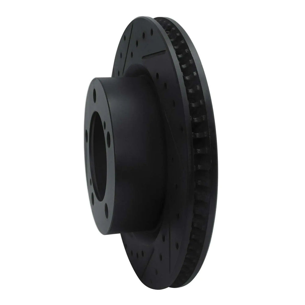 R1 08-21 Toyota Land Cruiser Front Left Drilled Black Brake Rotor