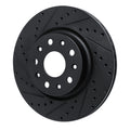R1 18-25 Jeep Wrangler Front Left Drilled & Slotted Black Brake Rotor