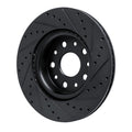 R1 18-25 Jeep Wrangler Front Left Drilled & Slotted Black Brake Rotor
