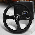 NRG Reinforced Steering Wheel (350mm / 3in. Deep) Bk Leather w/Bk BBall Stitch (Odi Bakchis Edition)
