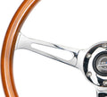 NRG Reinforced Steering Wheel (360mm) Classic Wood Grain w/Chrome Cutout 3-Spoke Center
