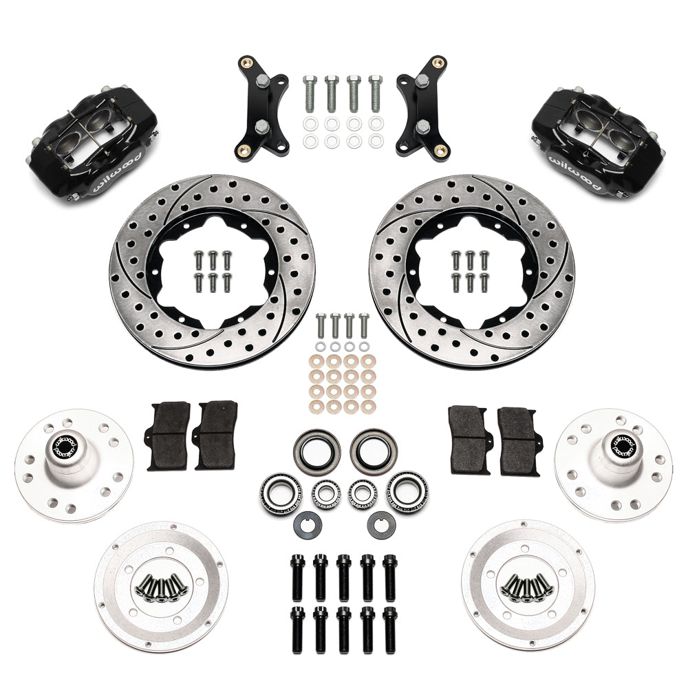 Wilwood 55-57 Chevrolet Bel Air Forged Dynalite Front Brake Kit w/ 11.00in Drilled Rotor - Black