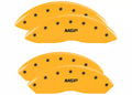 Set Of 4 Caliper Covers Engraved Front And Rear MGP Yellow Finish Black Characters 2009-2017 GMC Savana MGP Caliper Covers