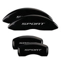 SET OF 4 CALIPER COVERS ENGRAVED FRONT/REAR MGP BLACK CHARACTERS YELLOW POWDER