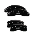 SET OF 4 CALIPER COVERS ENGRAVED FRONT/REAR MGP SILVER CHARACTERS BLACK POWDER