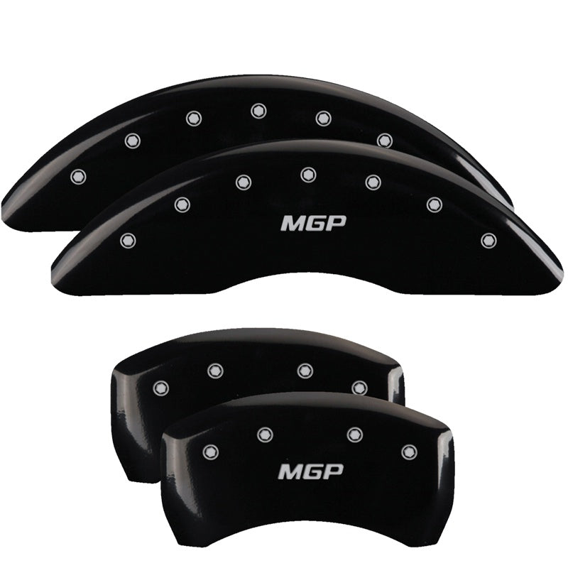 SET OF 4 CALIPER COVERS ENGRAVED FRONT/REAR MGP BLACK CHARACTERS YELLOW POWDER