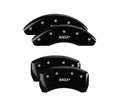 SET OF 4 CALIPER COVERS ENGRAVED FRONT/REAR MGP SILVER CHARACTERS BLACK POWDER