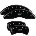 SET OF 4 CALIPER COVERS ENGRAVED FRONT/REAR MGP SILVER CHARACTERS BLACK POWDER