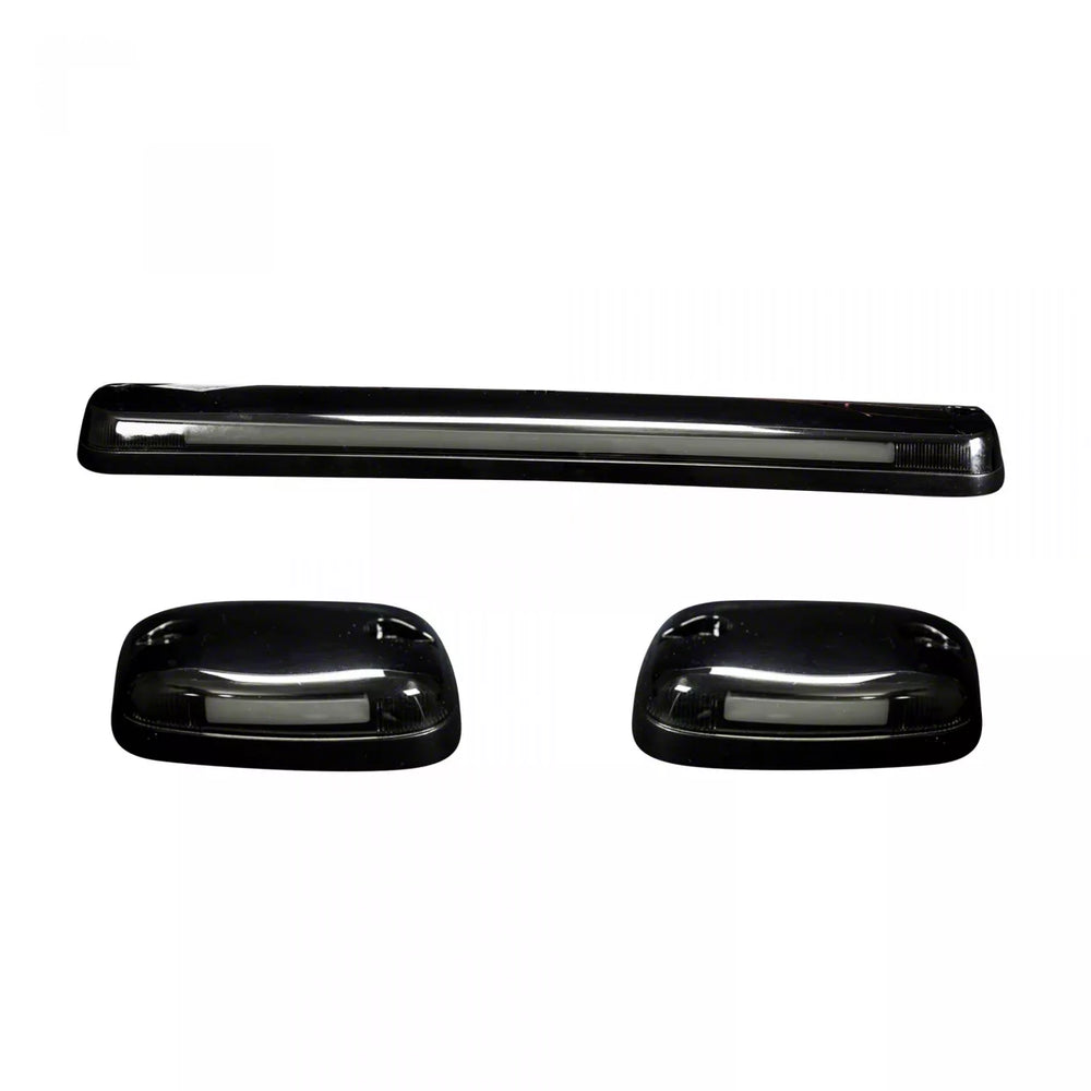 Recon GMC Chevy 07-14 (2nd GEN Body Style) Heavy-Duty (3-Piece Set) Smoked Cab Roof Light Lens with White High-Power OLED Bar-Style LED s - (Complete Wiring Kit Sold Separately) 264156WHBKHP