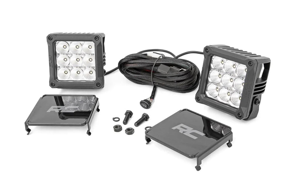~(8.4 lbs. 15X9X6)~ 4-inch Square Cree LED Lights - (Pair Chrome Series w/ Cool White DRL)