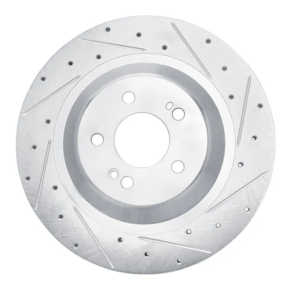 R1 02-06 BMW X5 Front Right Drilled & Slotted Silver Brake Rotor