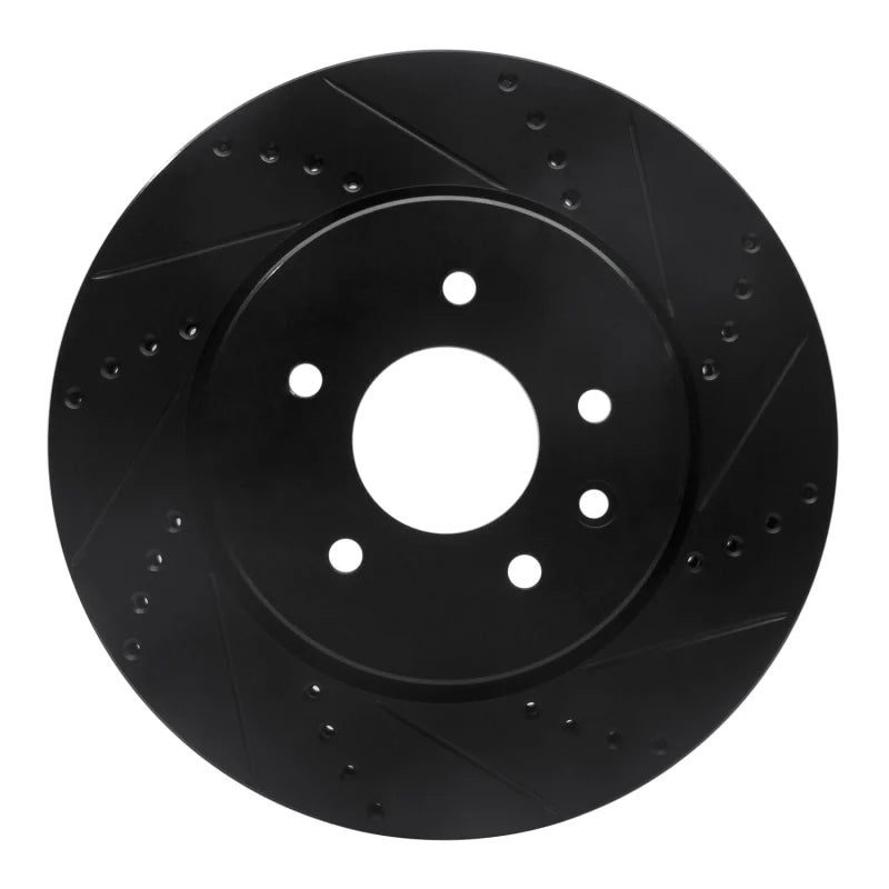 R1 00-06 Jaguar XJR Rear Right Drilled & Slotted Black Brake Rotor