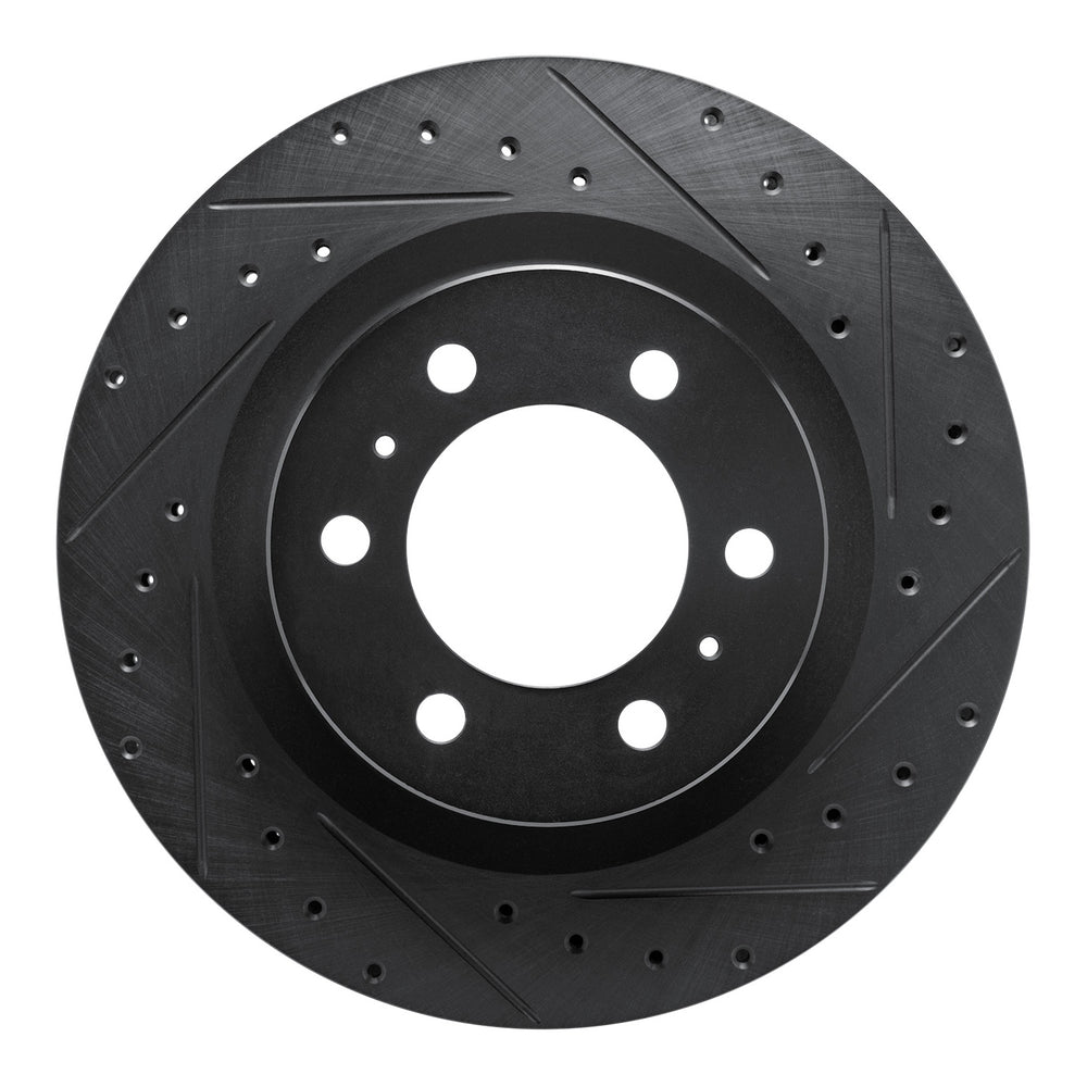 R1 2022-2025 Lexus LX600 Front Right Drilled & Slotted Black Brake Rotor