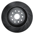 R1 07-23 Lexus LS500h Left Front Drilled & Slotted Black Brake Rotor