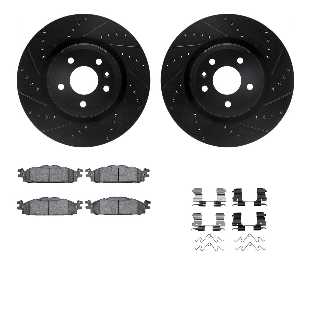 R1 Concepts E- Line Series Brake Rotor with Ceramic Brake Pads Hdw Fits Ford Flex