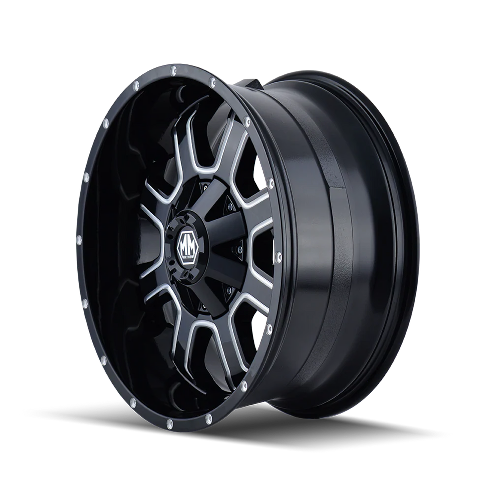 ~(32 lbs. 19X19X10)~ FIERCE (8103) GLOSS BLACK/MILLED SPOKES 17X9 5-114.3/5-127 -12MM 87MM