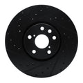 R1 06-20 Lexus GS350 Left Front Drilled & Slotted Black Brake Rotor