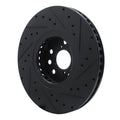 R1 06-20 Lexus GS350 Left Front Drilled & Slotted Black Brake Rotor