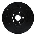 R1 06-20 Lexus GS350 Left Front Drilled & Slotted Black Brake Rotor