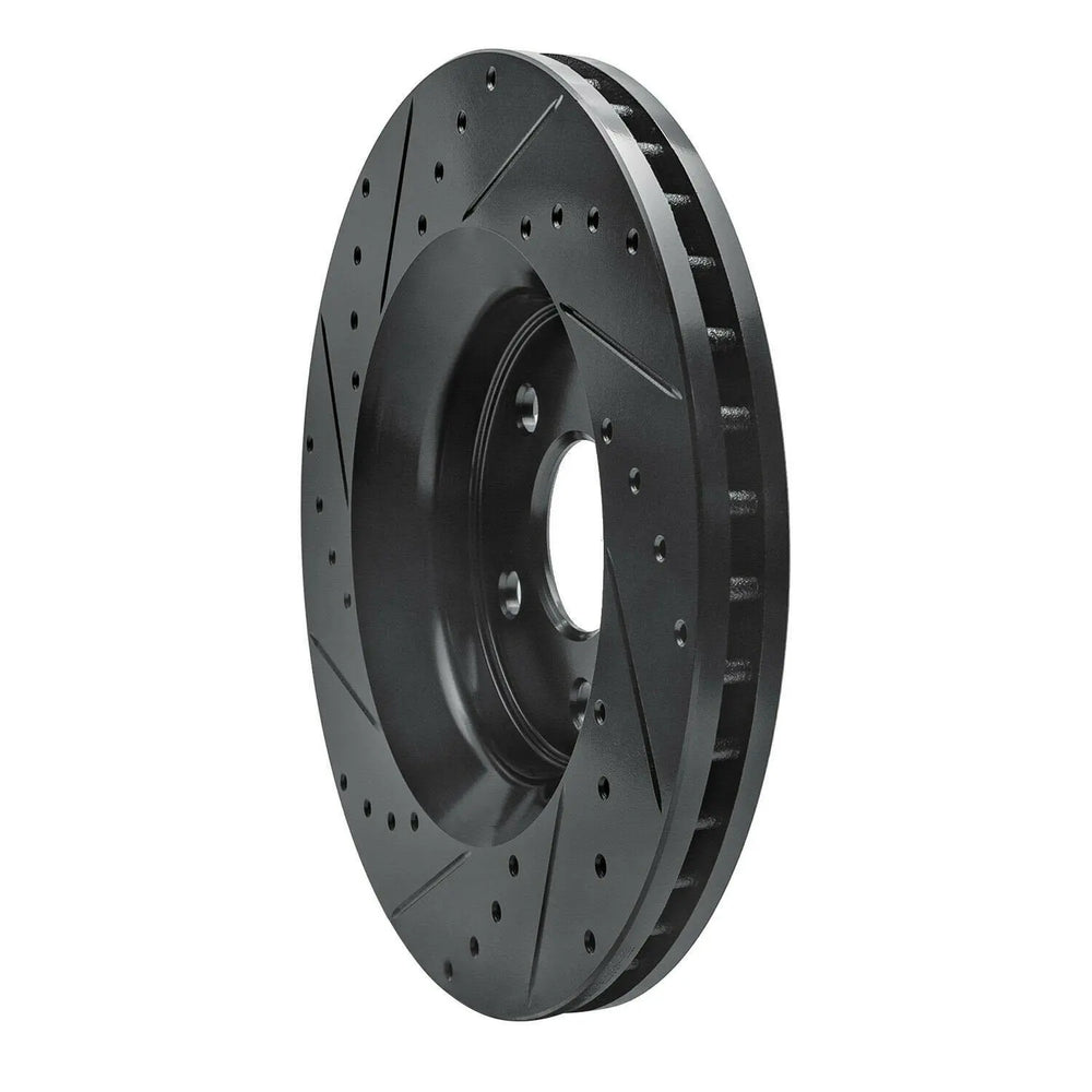 R1 11-25 Dodge Durango Front Right Drilled & Slotted Black Brake Rotor