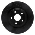 R1 06-10 Jeep Grand Cherokee Front Right Drilled & Slotted Black Brake Rotor