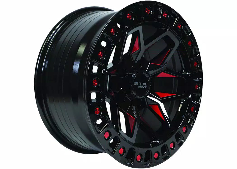 ZION 17X9 5X127 ET15 CB71.5 GLOSS BLACK MILLED RED