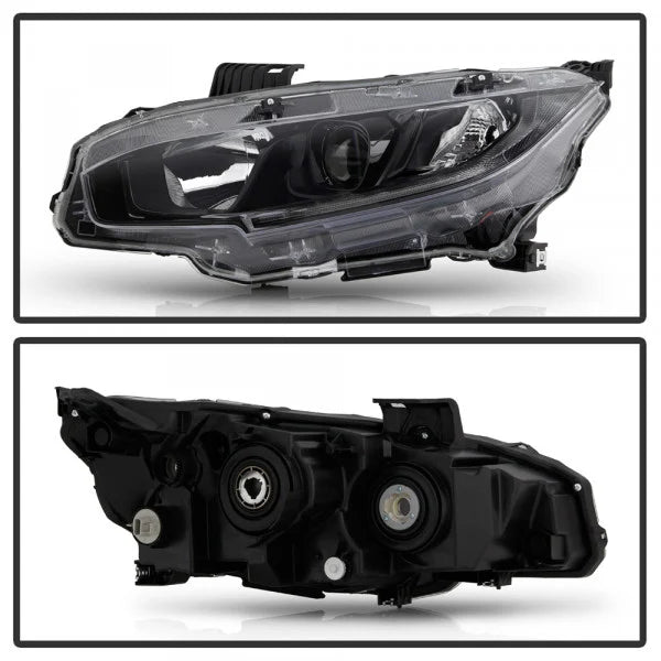 1621 CIVIC HALOGEN MODELS PROJECTOR HEADLIGHT OE BLACK