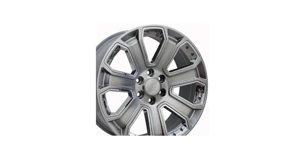 22 IN REPLICA WHEEL FITS CHEVY SILVERADO CV93B GUNMETAL MACHINED WITH CHROME I
