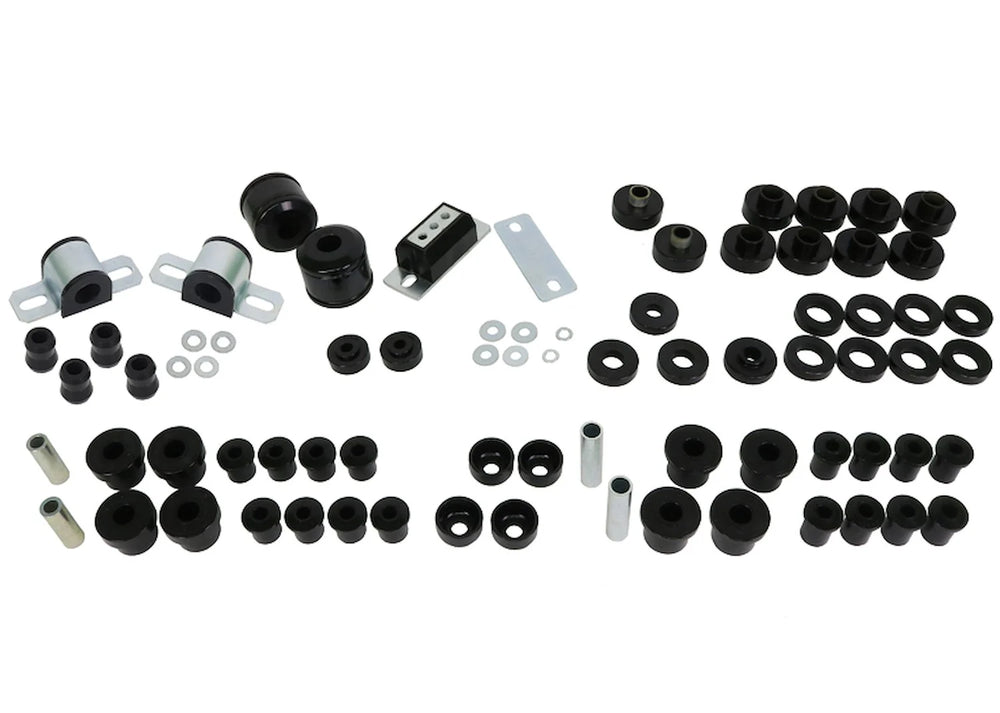 Essential Vehicle Kit 56 Bushings 2 Saddles 4 Tubes 1 Mount 2 Bolts 2 Nuts 8 Washers Grease Install Guide