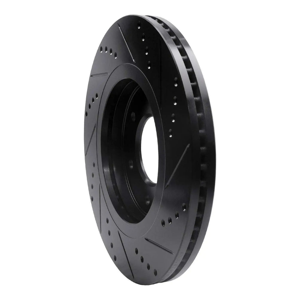 R1 07-24 Nissan Titan Front Left Drilled & Slotted Black Brake Rotor
