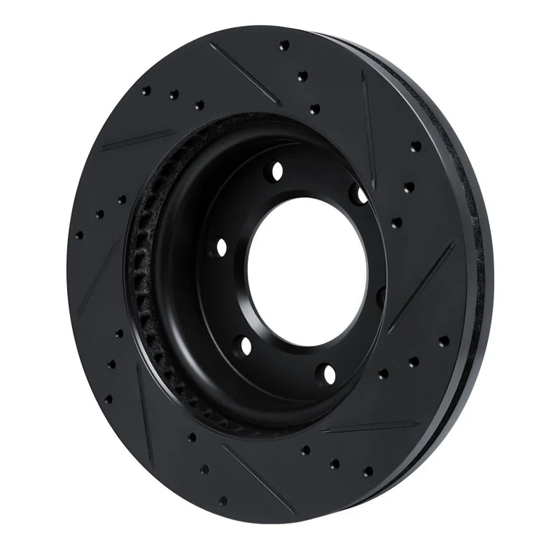 R1 19-25 Ford BRONCO Front Left Drilled & Slotted Black Brake Rotor