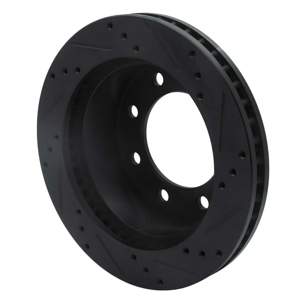 R1 00-02 Dodge Ram 3500 Front Left Drilled & Slotted Black Brake Rotor