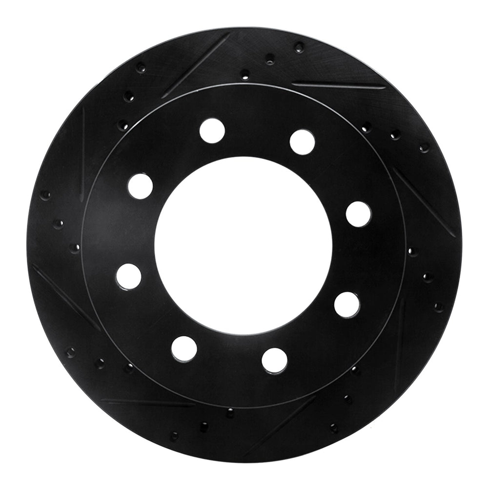 R1 00-02 Dodge Ram 3500 Front Left Drilled & Slotted Black Brake Rotor
