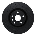 R1 11-25 Lexus IS200T Left Front Drilled & Slotted Black Brake Rotor