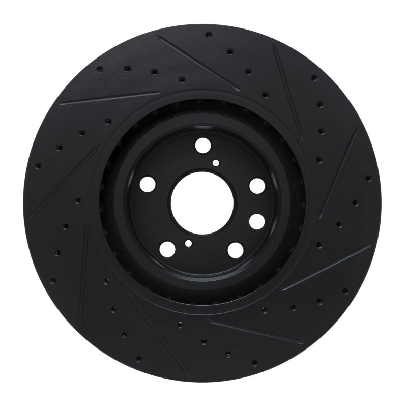 R1 11-25 Lexus IS200T Left Front Drilled & Slotted Black Brake Rotor