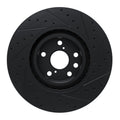 R1 11-25 Lexus IS200T Left Front Drilled & Slotted Black Brake Rotor